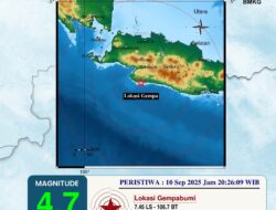 Gempa Bumi Magnitudo 4,7 Terjadi di Sukabumi, Ini Lokasi Pusat Gempanya