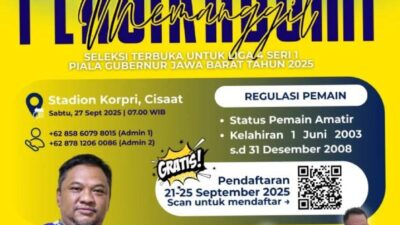 Gratis! Persikabumi Buka Seleksi Pemain Amatir untuk Liga 4 Piala Gubernur Jawa Barat 2025