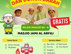 Milad ke-8 Masjid Jami Al Arfaj, 100 Anak Dhuafa Dapatkan Sunatan Massal Dan Donor Darah Gratis