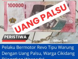 Pelaku Bermotor Revo Tipu Warung Dengan Uang Palsu, Warga Cikidang Diingatkan Waspada!