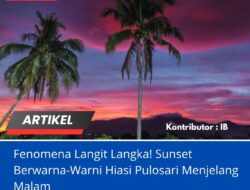 Fenomena Langit Langka! Sunset Berwarna-Warni Hiasi Pulosari Menjelang Malam