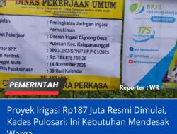 Proyek Irigasi Rp187 Juta Resmi Dimulai, Kades Pulosari: Ini Kebutuhan Mendesak Warga