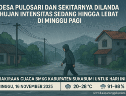 Cuaca Ekstrem Minggu Pagi! Hujan Sedang hingga Lebat Melanda Desa Pulosari Dan Sekitarnya