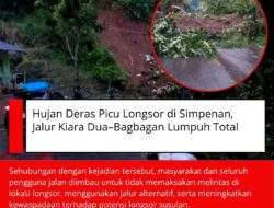 Hujan Deras Picu Longsor di Simpenan, Jalur Kiara Dua–Bagbagan Lumpuh Total