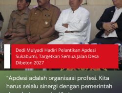 Dedi Mulyadi Hadiri Pelantikan Apdesi Sukabumi, Targetkan Semua Jalan Desa Dibeton 2027