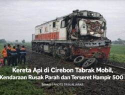 Kereta Api Di Cirebon Diduga Tabrak Mobil, Kendaraan Rusak Parah Dan Terseret Hampir 500 Meter