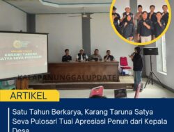 Satu Tahun Berkarya, Karang Taruna Satya Seva Pulosari Tuai Apresiasi Penuh Dari Kepala Desa