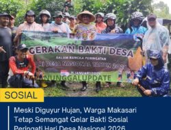 Meski Diguyur Hujan, Warga Makasari Tetap Semangat Gelar Bakti Sosial Peringati Hari Desa Nasional 2026