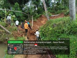 Longsor Terjang Saluran Irigasi Petani Di Kalapanunggal, Warga Berjibaku Gotong Royong