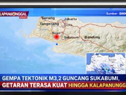 Gempa Tektonik M3,2 Guncang Sukabumi, Getaran Terasa Kuat Hingga Kalapanunggal
