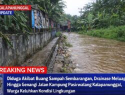 Diduga Akibat Buang Sampah Sembarangan, Drainase Meluap Hingga Genangi Jalan Kampung Pasirwalang Kalapanunggal, Warga Keluhkan Kondisi Lingkungan