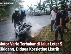 Motor Vario Terbakar Di Jalur Leter S Cikidang, Warga Panik Dan Berupaya Padamkan Api