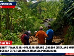 Jalan Alternatif Makasari–Palasarigirang Longsor Diterjang Hujan Deras, Warga Bergerak Cepat Perbaiki Akses Penghubung