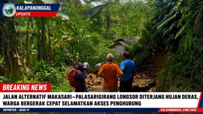 Jalan Alternatif Makasari–Palasarigirang Longsor Diterjang Hujan Deras, Warga Bergerak Cepat Perbaiki Akses Penghubung