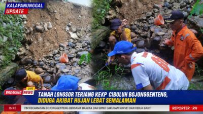 Tanah Longsor Terjang Kampung Cibuluh Bojonggenteng, Diduga Akibat Hujan Lebat Semalaman
