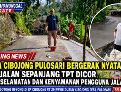 Warga Cibojong Pulosari Bergerak Nyata, Bahu Jalan Sepanjang TPT Dicor Demi Keselamatan Dan Kenyamanan Pengguna Jalan