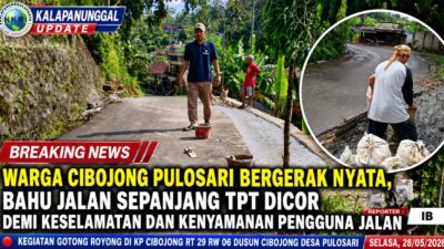 Warga Cibojong Pulosari Bergerak Nyata, Bahu Jalan Sepanjang TPT Dicor Demi Keselamatan Dan Kenyamanan Pengguna Jalan