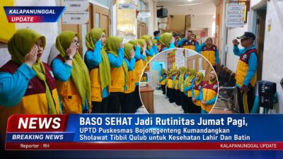 BASO SEHAT Jadi Rutinitas Jumat Pagi, UPTD Puskesmas Bojonggenteng Kumandangkan Sholawat Tibbil Qulub Untuk Kesehatan Lahir Dan Batin