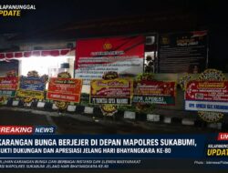Karangan Bunga Berjejer Di Depan Mapolres Sukabumi, Bukti Dukungan Dan Apresiasi Jelang Hari Bhayangkara Ke-80