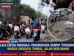 Lalu Lintas Pakuhaji–Parungkuda Sempat Tersendat, Warga Swadaya Tambal Jalan Berlubang