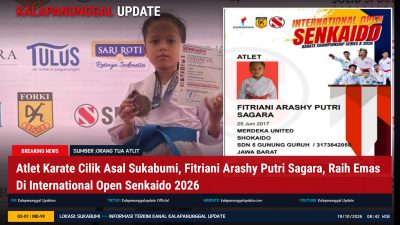 Atlet Karate Cilik Asal Sukabumi, Fitriani Arashy Putri Sagara, Raih Emas Di International Open Senkaido 2026